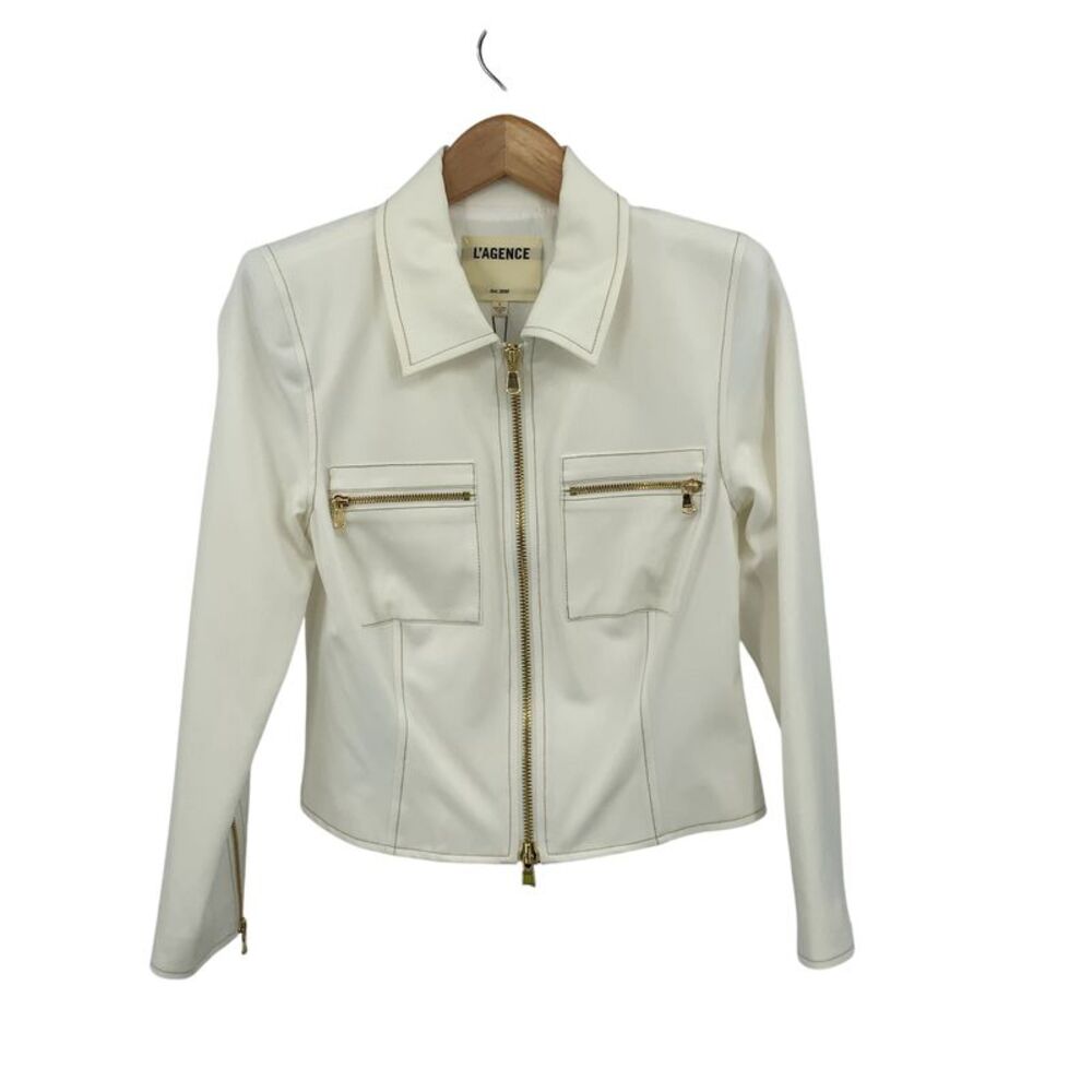L'agence Calianna Zip Front Shacket Jacket White 8